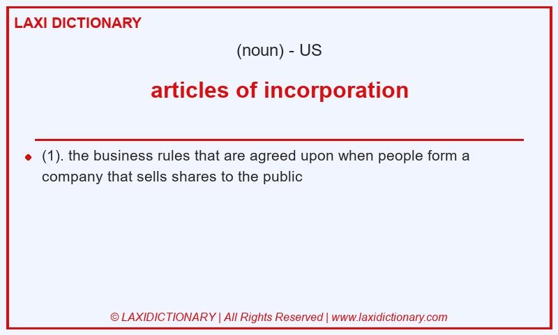 Definition articles of incorporation in American English