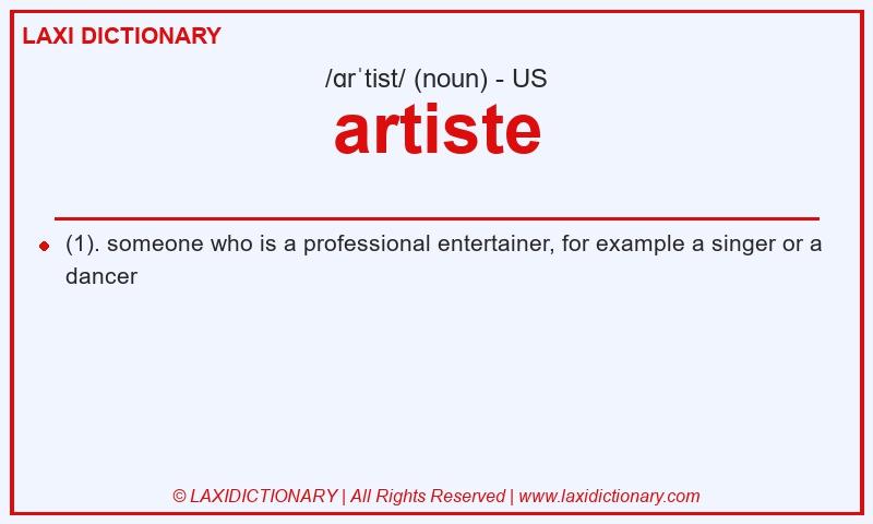 Definition artiste in American English