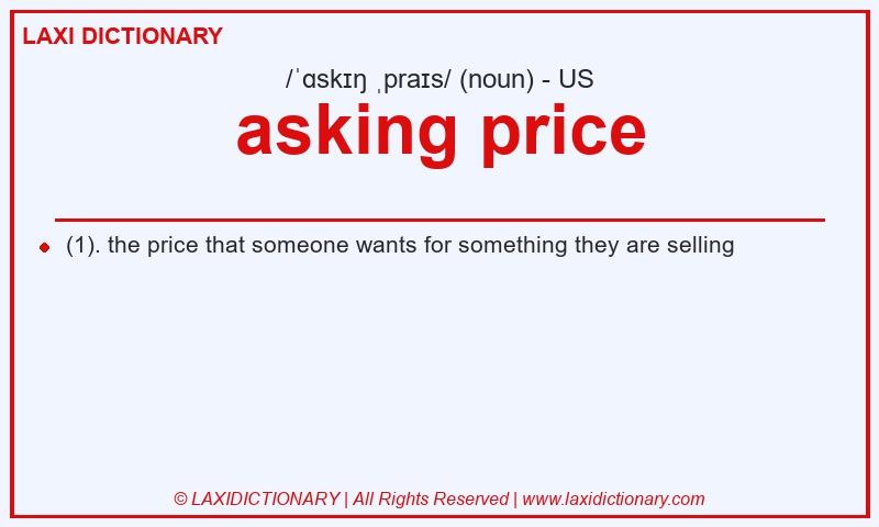 Definition asking price in American English