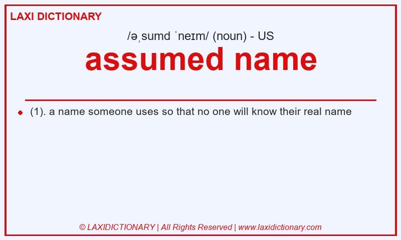 Definition assumed name in American English