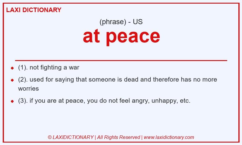 Definition at peace in American English