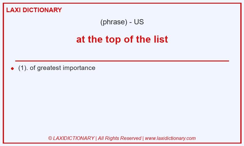 Definition at the top of the list in American English