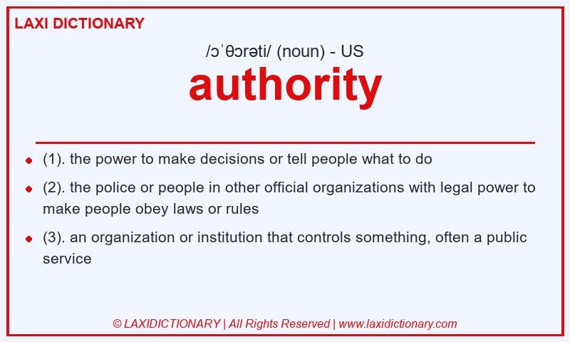 Definition authority in American English