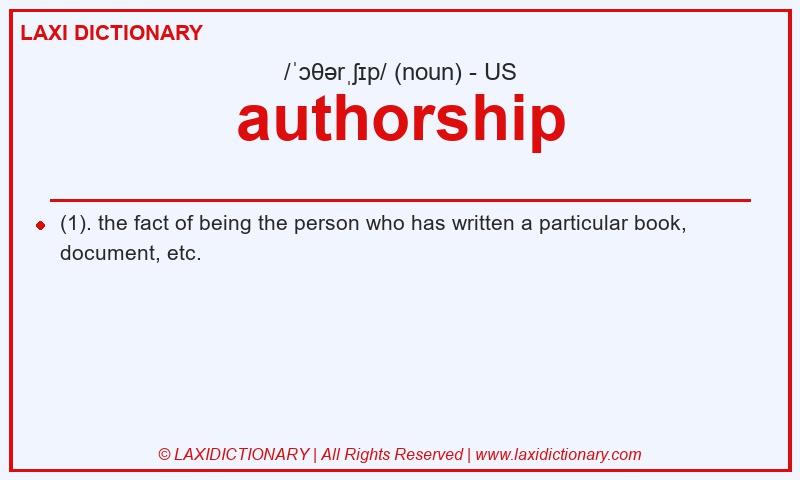 Definition authorship in American English