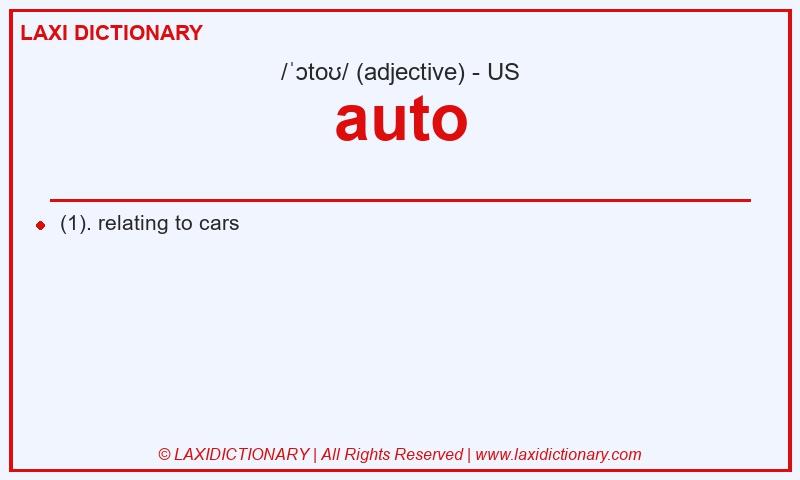 Definition auto in American English