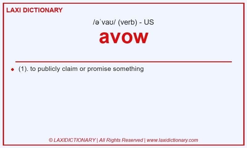 Definition avow in American English