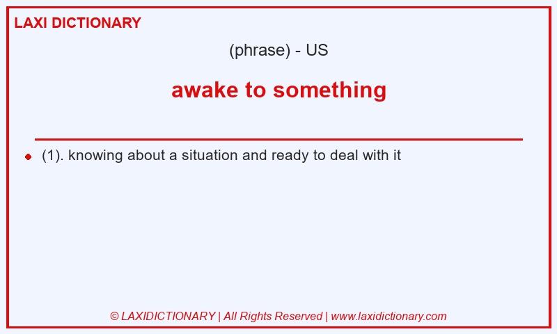 Definition awake to something in American English