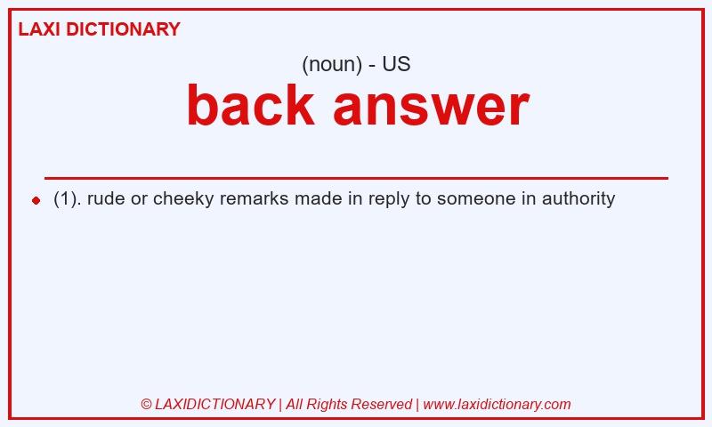 Definition back answer in American English