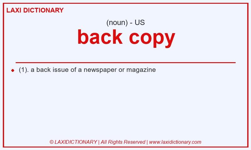 Definition back copy in American English