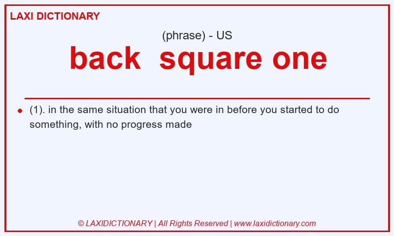 Definition back square one in American English