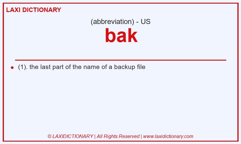 Definition bak in American English