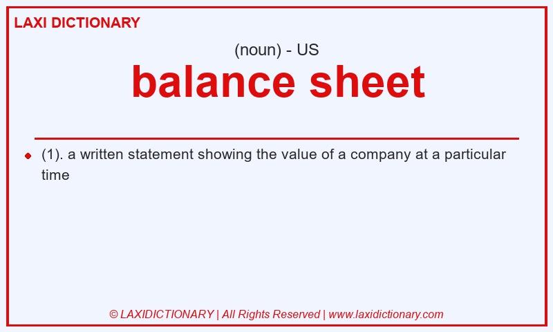 Definition balance sheet in American English