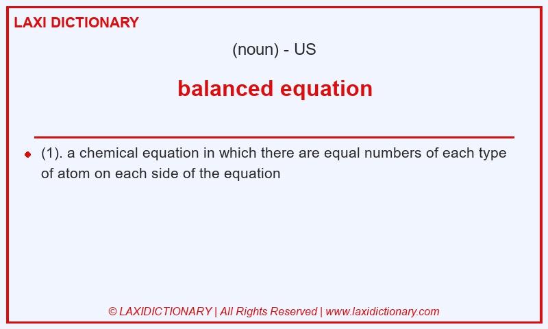 Definition balanced equation in American English