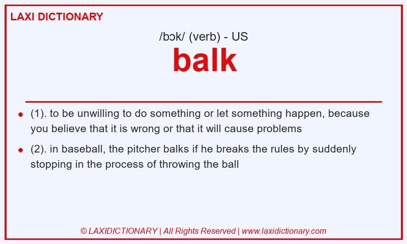 Definition balk in American English