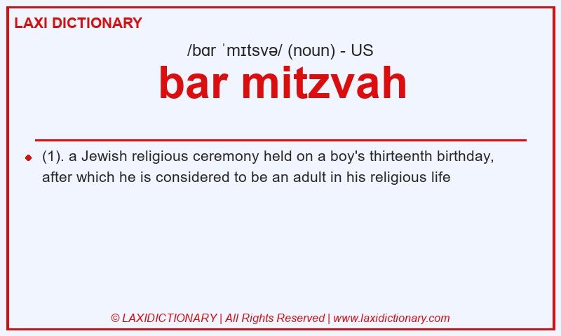 Definition bar mitzvah in American English