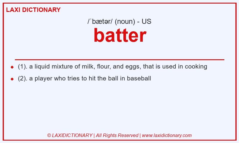 Definition batter in American English