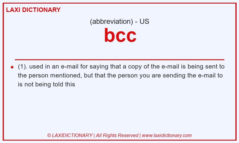 Definition bcc in American English
