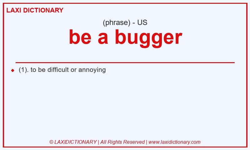Definition be a bugger in American English