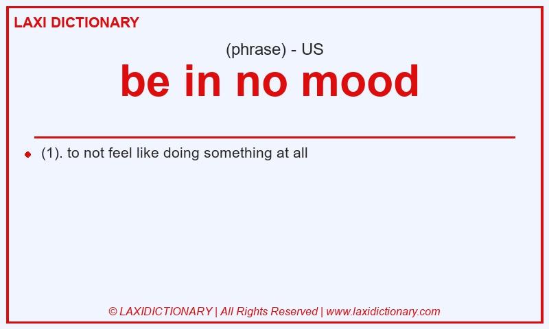 Definition be in no mood in American English