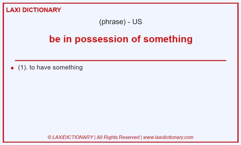 Definition be in possession of something in American English