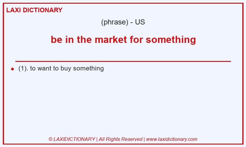 Definition be in the market for something in American English