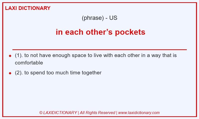 Definition in each other’s pockets in American English