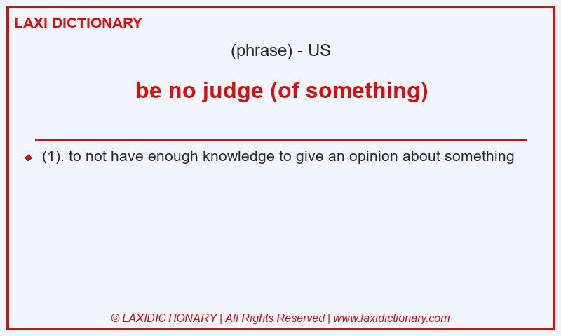 Definition be no judge (of something) in American English