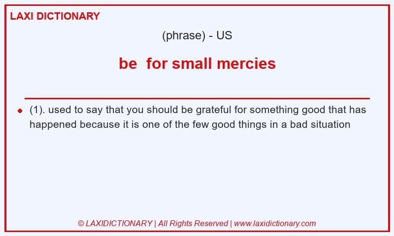 Definition be  for small mercies in American English