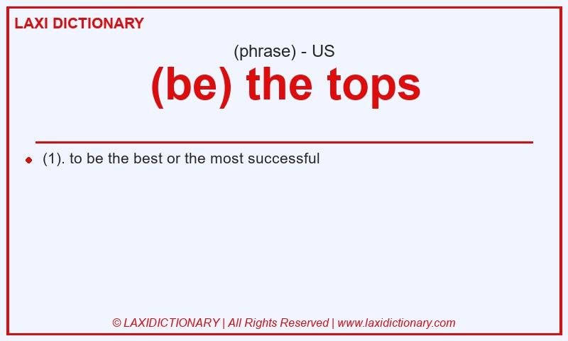 Definition (be) the tops in American English