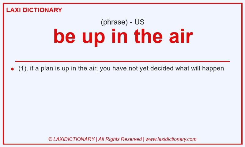 Definition be up in the air in American English