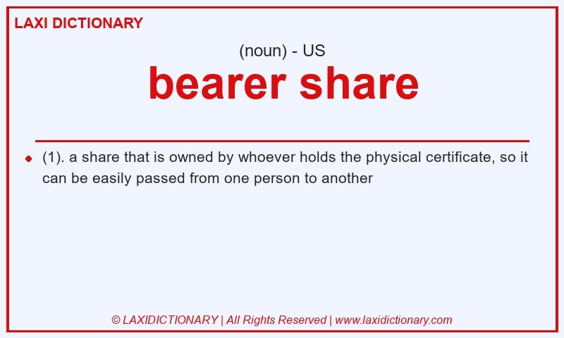 Definition bearer share in American English