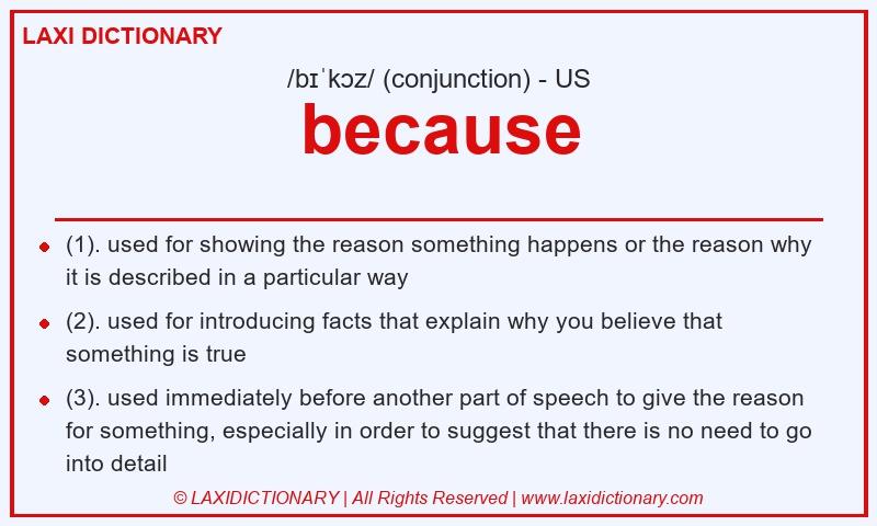 Definition because in American English
