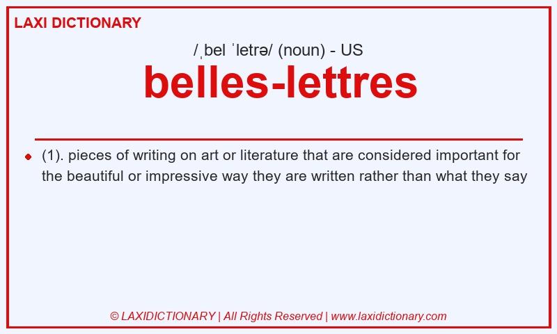 Definition belles-lettres in American English