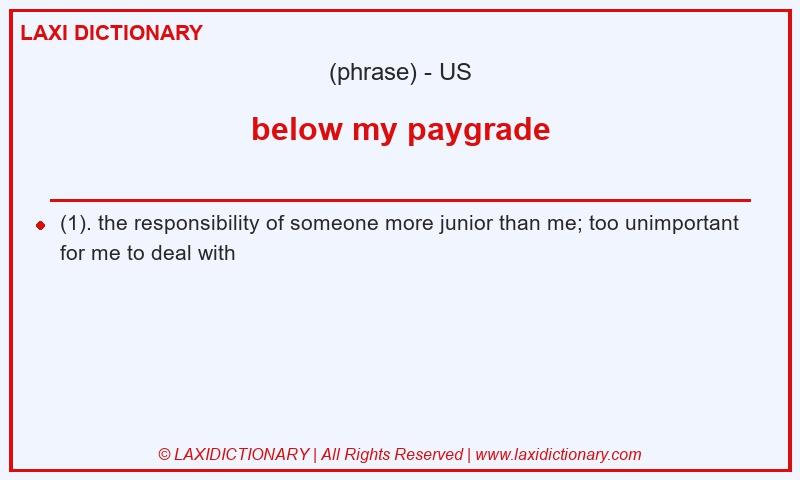 Definition below my paygrade in American English