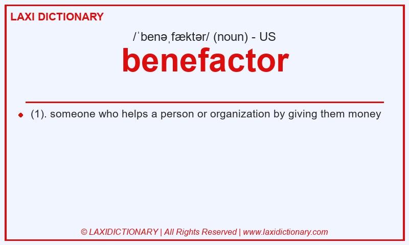 Definition benefactor in American English