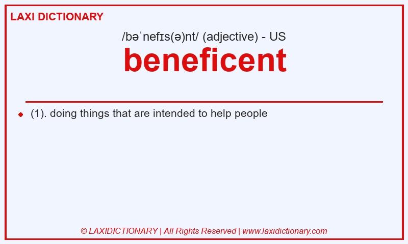 Definition beneficent in American English