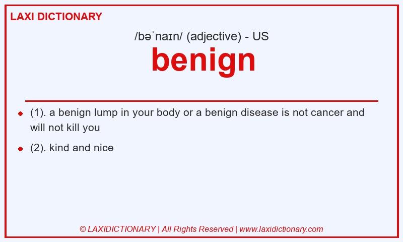 Definition benign in American English