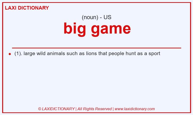 Definition big game in American English