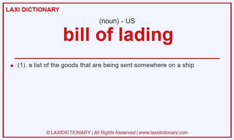 Definition bill of lading in American English