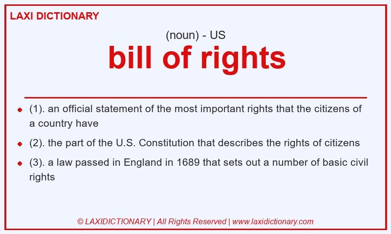 Definition bill of rights in American English