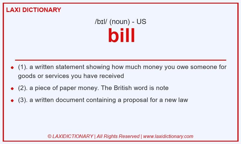 Definition bill in American English