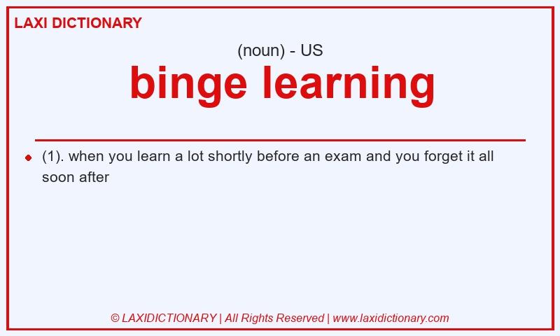 Definition binge learning in American English