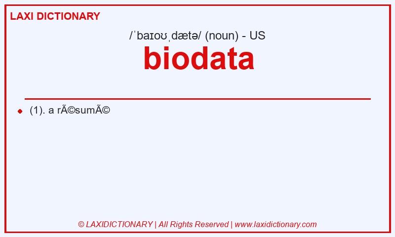 Definition biodata in American English