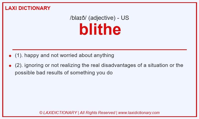 Definition blithe in American English