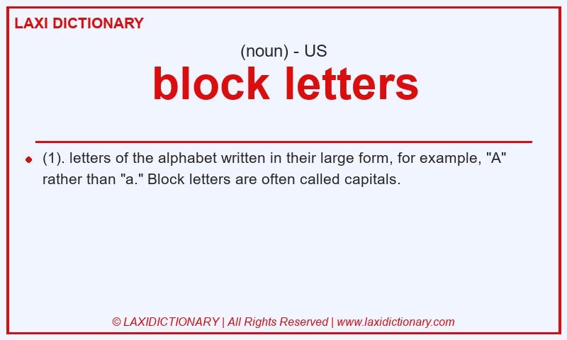 Definition block letters in American English