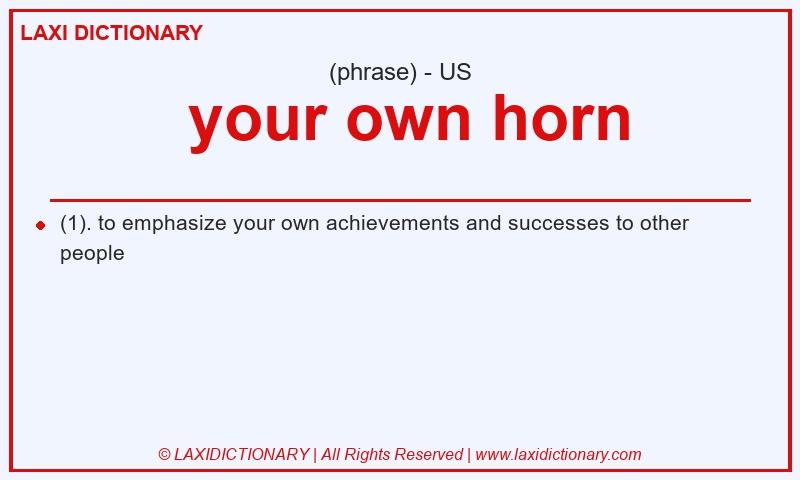 Definition your own horn in American English