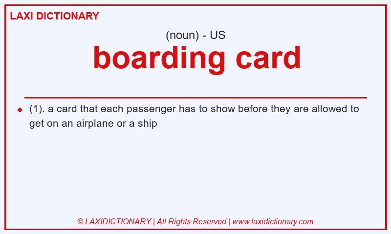 Definition boarding card in American English