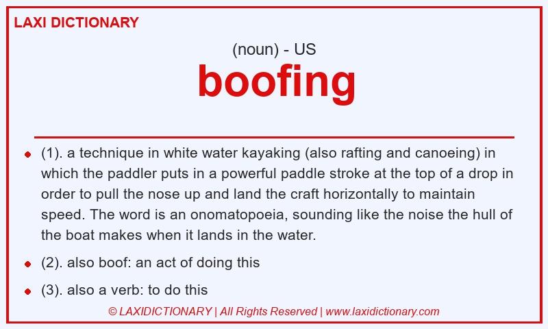 Definition boofing in American English