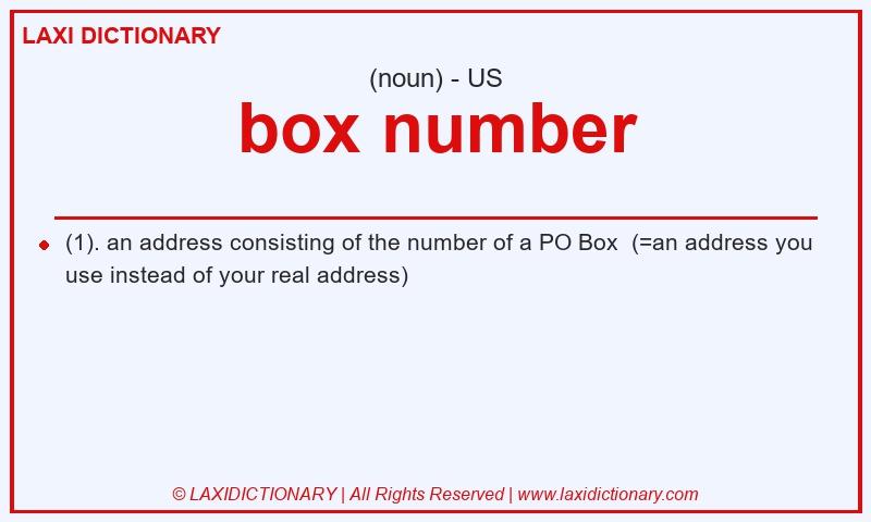 Definition box number in American English