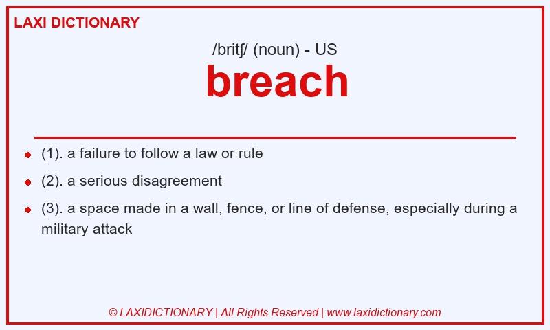 Definition breach in American English